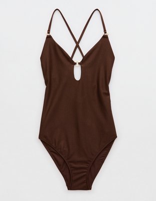 Aerie Shine Rib Full Coverage One Piece Swimsuit