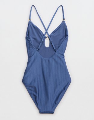 Aerie Shine Rib Full Coverage One Piece Swimsuit