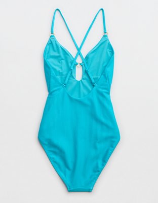 Aerie Shine Rib Full Coverage One Piece Swimsuit