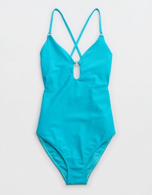 Aerie Shine Rib Full Coverage One Piece Swimsuit