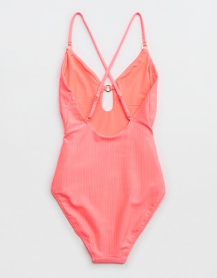 Aerie Shine Rib Full Coverage One Piece Swimsuit