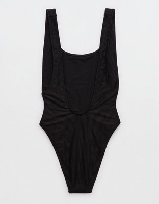 Aerie Shine Rib Birthday Scoop Cheekiest One Piece Swimsuit