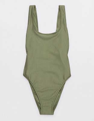 Aerie Shine Rib Full Coverage One Piece Swimsuit