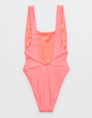 Aerie Shine Rib Birthday Scoop Cheekiest One Piece Swimsuit