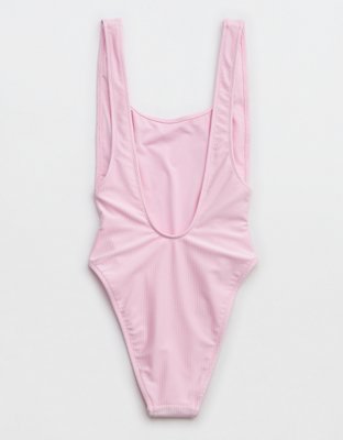 Aerie Shine Rib Birthday Scoop Cheekiest One Piece Swimsuit