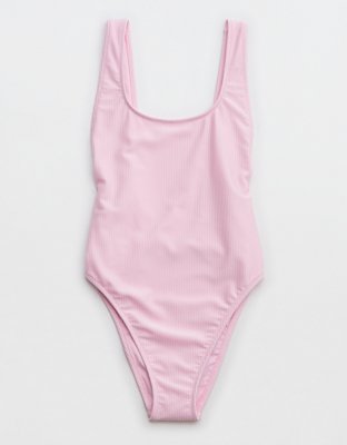 Aerie Shine Rib Birthday Scoop Cheekiest One Piece Swimsuit