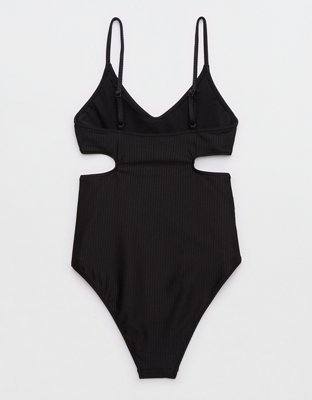 Aerie Shine Rib Voop Cheeky One Piece Swimsuit