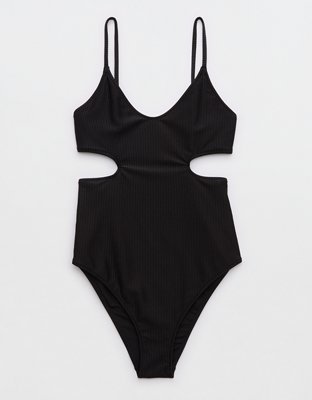 Aerie Shine Rib Voop Cheeky One Piece Swimsuit