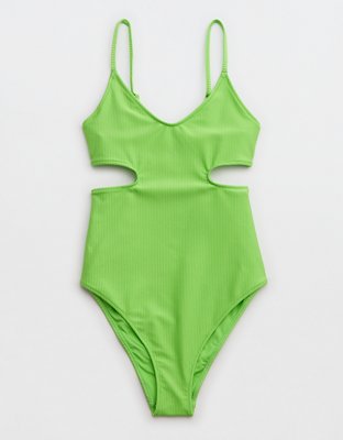 Aerie Shine Rib Voop Cheeky One Piece Swimsuit | Aerie