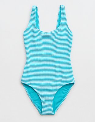 Aerie Shine Pique Twist Scoop One Piece Swimsuit