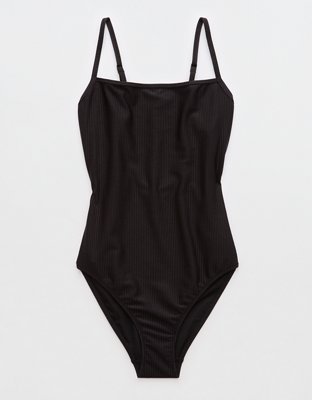 I'm midsize and did an Aerie swimwear haul - the colorful two-piece  'screams summer' but the black monokini is my fave