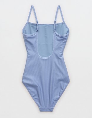 Aerie Shine Rib Scoop Full Coverage One Piece Swimsuit