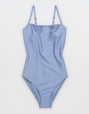 Aerie Shine Rib Scoop Full Coverage One Piece Swimsuit