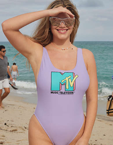 Aerie MTV Birthday Scoop Cheekiest One Piece Swimsuit
