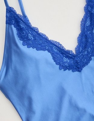 Aerie Shine Lace Plunge One Piece Swimsuit