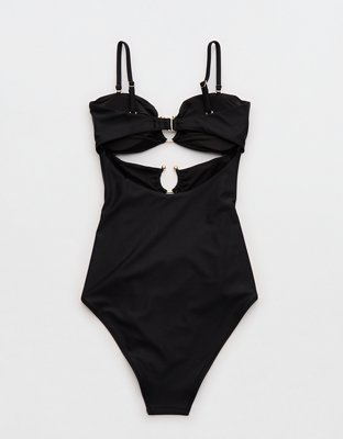 Aerie Bandeau Cut Out One Piece Swimsuit