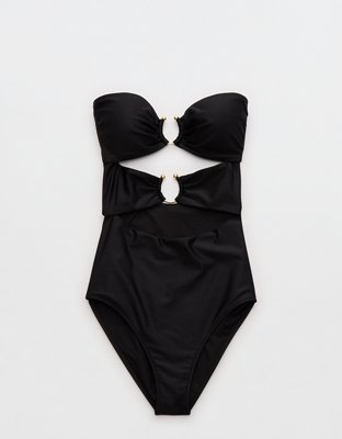 Aerie Bandeau Cut Out One Piece Swimsuit