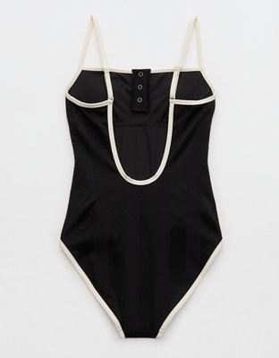 Aerie Shine Henley One Piece Swimsuit