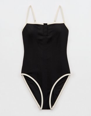 Aerie Shine Henley One Piece Swimsuit