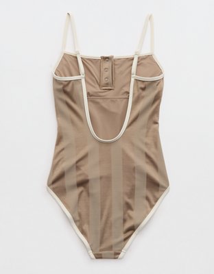 Aerie Shine Henley One Piece Swimsuit