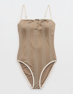 Aerie Shine Henley One Piece Swimsuit