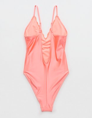 Aerie Shine Lace Plunge One Piece Swimsuit