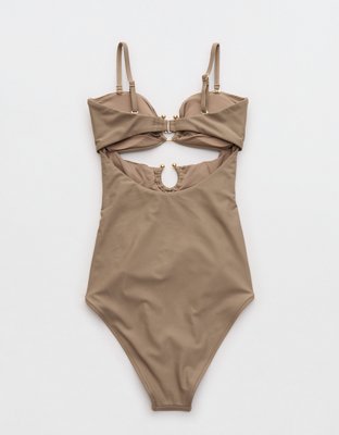 Aerie Bandeau Cut Out One Piece Swimsuit