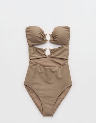 Aerie Bandeau Cut Out One Piece Swimsuit