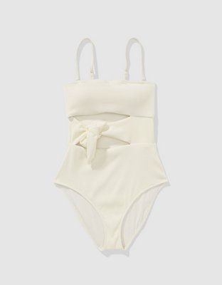 Aerie One Piece Envolvente en Punto Elástico con Lazo