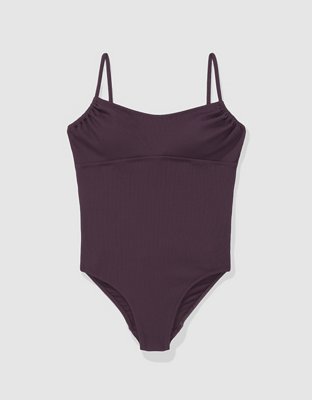 Traje de baño one piece sin breteles en punto elástico Aerie