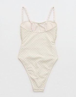 Aerie Ruched Bandeau Mesh One Piece Swimsuit