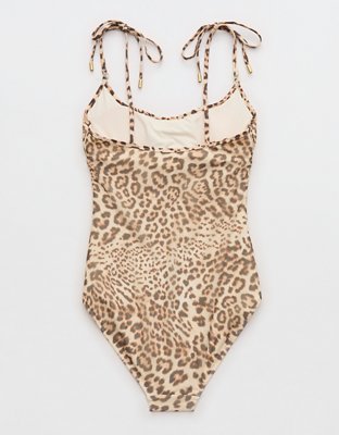 Aerie Mesh Ruched Scoop Full Coverage One Piece Swimsuit