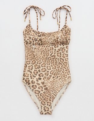 Aerie Mesh Ruched Scoop Full Coverage One Piece Swimsuit