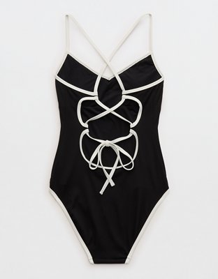 Aerie Ribbed Strappy Full Coverage One Piece Swimsuit