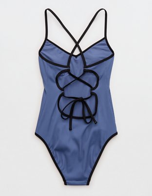 Aerie Ribbed Strappy Full Coverage One Piece Swimsuit
