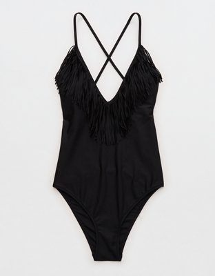Aerie Fringe V-Neck One Piece Swimsuit | Aerie