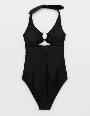 Aerie Horseshoe Ring Halter Full Coverage One Piece Swimsuit