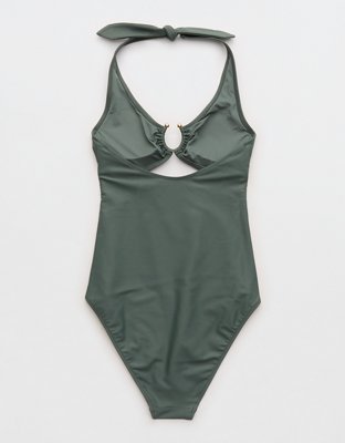 Aerie Horseshoe Ring Halter Full Coverage One Piece Swimsuit