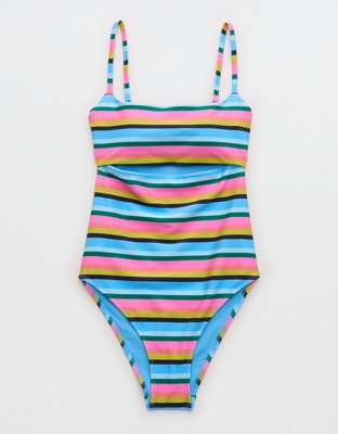 Aerie Cutout Shine Rib One Piece Swimsuit