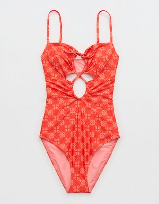 Aerie Ruched Cutout Full Coverage One Piece Swimsuit