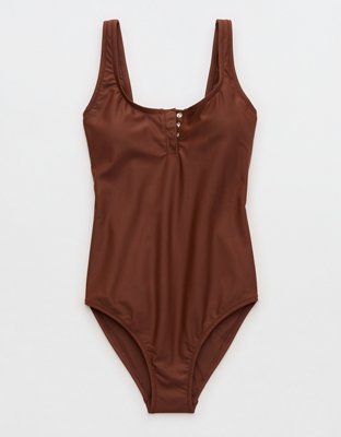 Aerie Henley Full Coverage One Piece Swimsuit