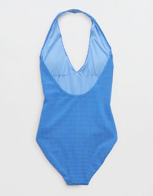 Aerie Gingham Halter Full Coverage One Piece Swimsuit