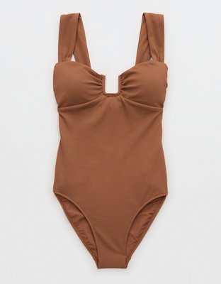 Aerie Pique Full Coverage One Piece Swimsuit