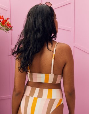 Верх бикини Longline, треугольные чашки, в рубчик — Aerie — фото 2