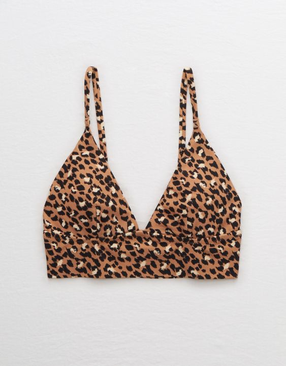 Aerie Leopard Longline Triangle Bikini Top