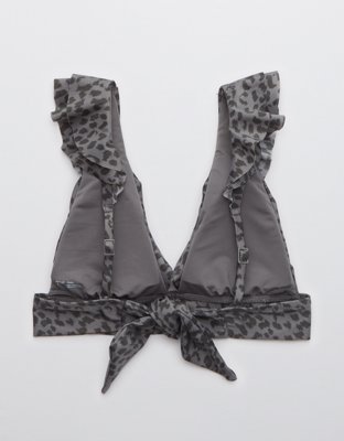 Верх бикини Leopard Longline, треугольные чашки, оборки — Aerie — фото 4