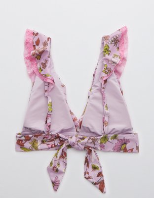 Aerie Ruffle Tie Longline Triangle Bikini Top