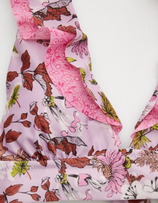 Aerie Ruffle Tie Longline Triangle Bikini Top