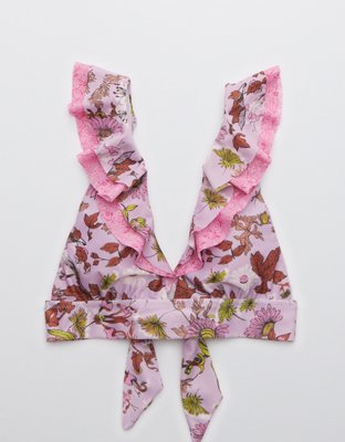 Aerie Ruffle Tie Longline Triangle Bikini Top