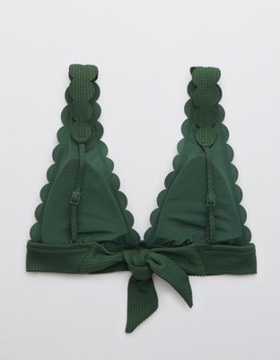 Aerie Waffle Scalloped Tie Longline Triangle Bikini Top